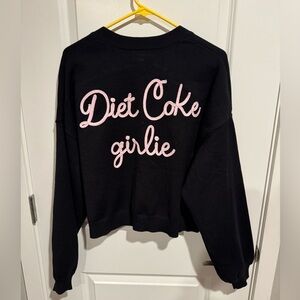 NWT Diet Coke Black Sweater with Pink  Bows Large Diet Coke Girly